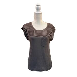 Ann Taylor Sleeveless cap sleeve Pocket Top Gray Tan XS Extra Small EUC